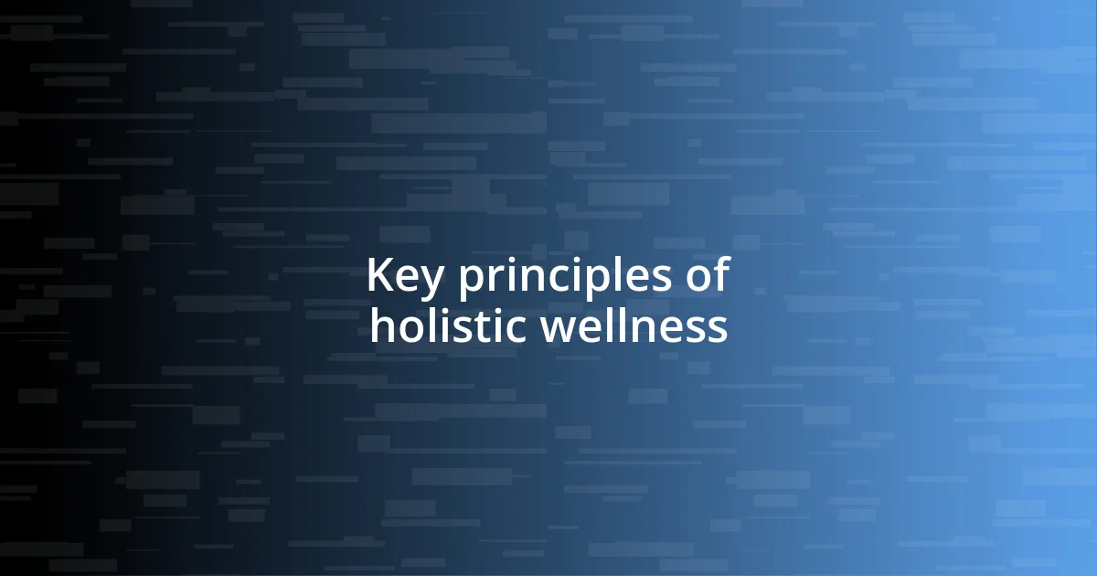 Key principles of holistic wellness